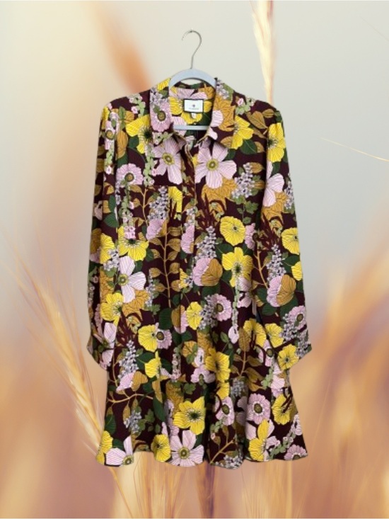 Tuckernuck Dresses & Skirts - Tuckernuck NWT retro floral crepe Callahan shirt dress boho maximalist sz XL
